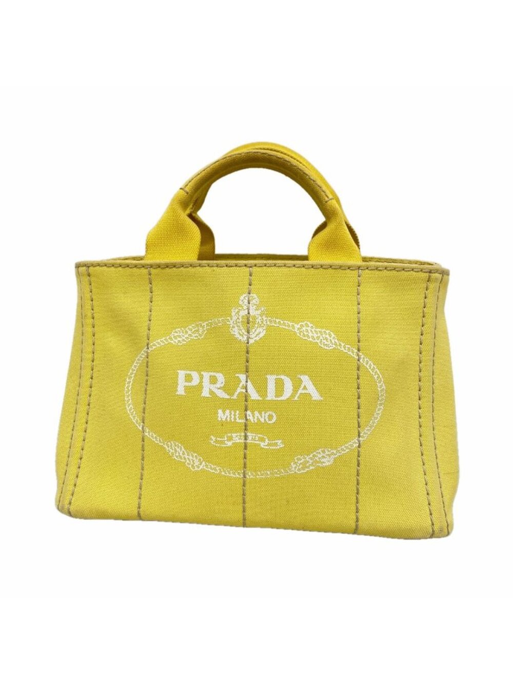 Prada Tote Bag Canapa Canvas Yellow Gold